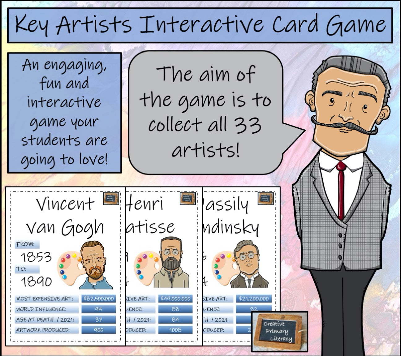 Famous Artists Trading Cards Game & Timeline Activity