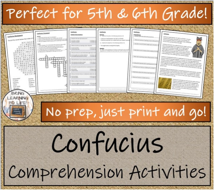 Confucius Close Reading & Biography Bundle | 5th Grade & 6th Grade