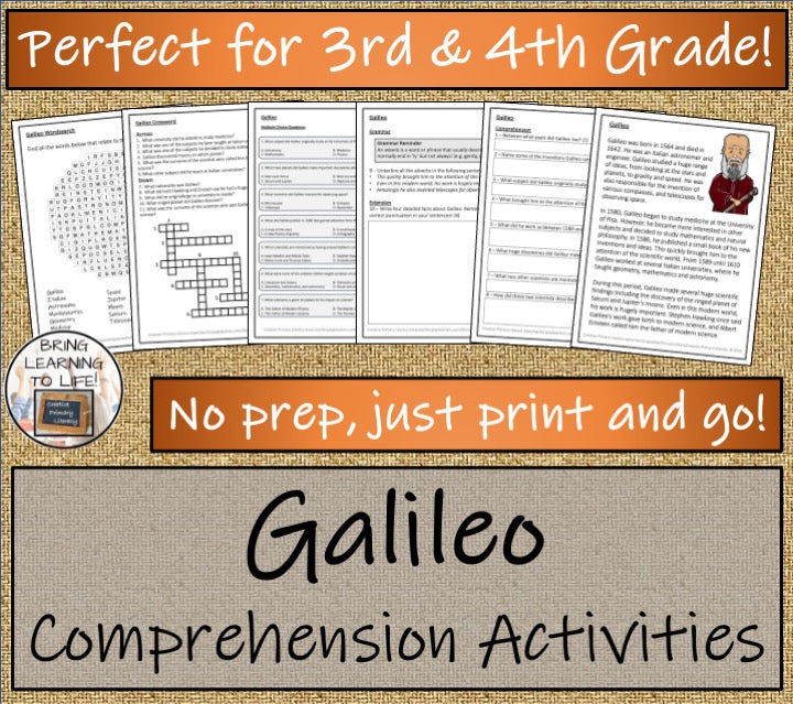 Galileo Close Reading Comprehension Activities | 3rd Grade & 4th Grade