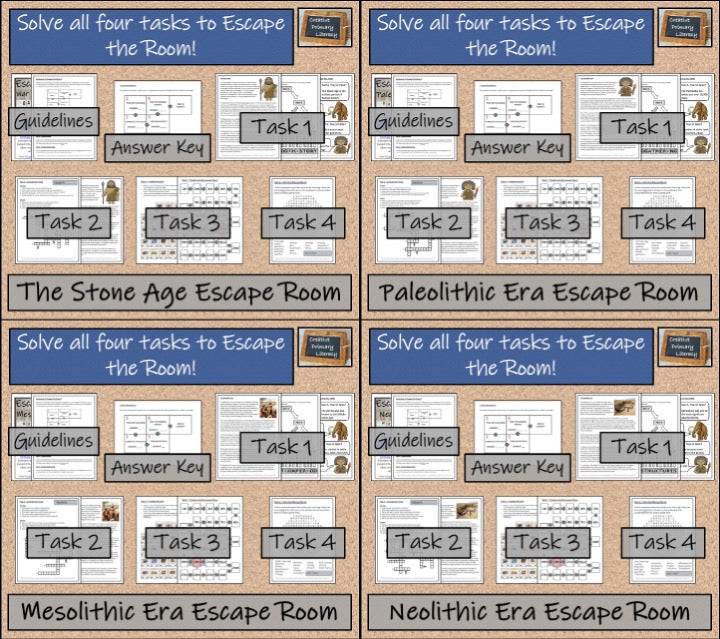 Stone Age Escape Room Activity Bundle | 5th Grade & 6th Grade