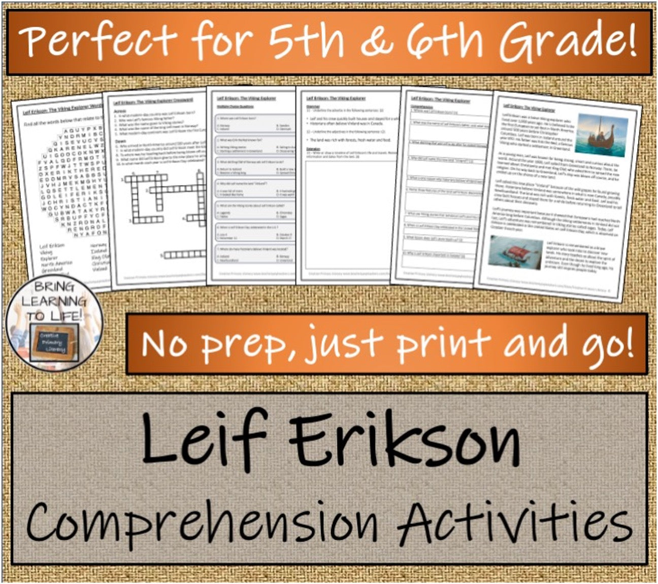 Leif Erikson Close Reading & Biography Bundle | 5th Grade & 6th Grade