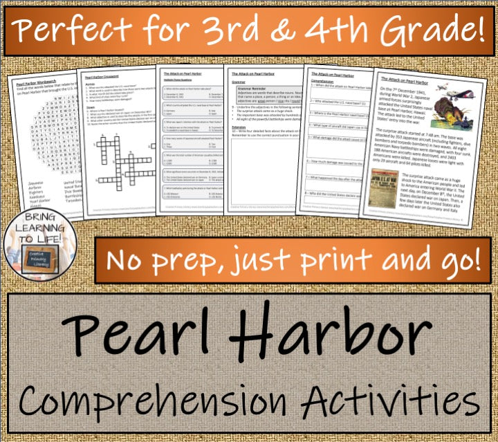 Attack on Pearl Harbor Close Reading Comprehension | 3rd Grade & 4th Grade