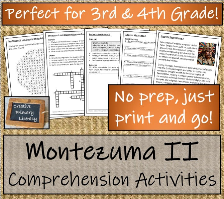 Moctezuma II Close Reading & Biography Bundle | 3rd Grade & 4th Grade