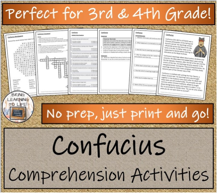 Confucius Close Reading & Biography Bundle | 3rd Grade & 4th Grade