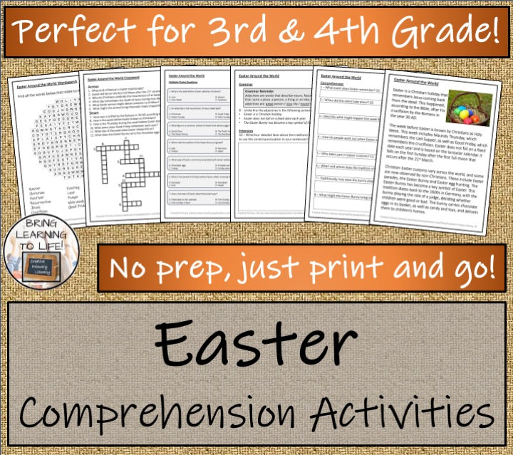 Easter Close Reading Comprehension Activities | 3rd Grade & 4th Grade