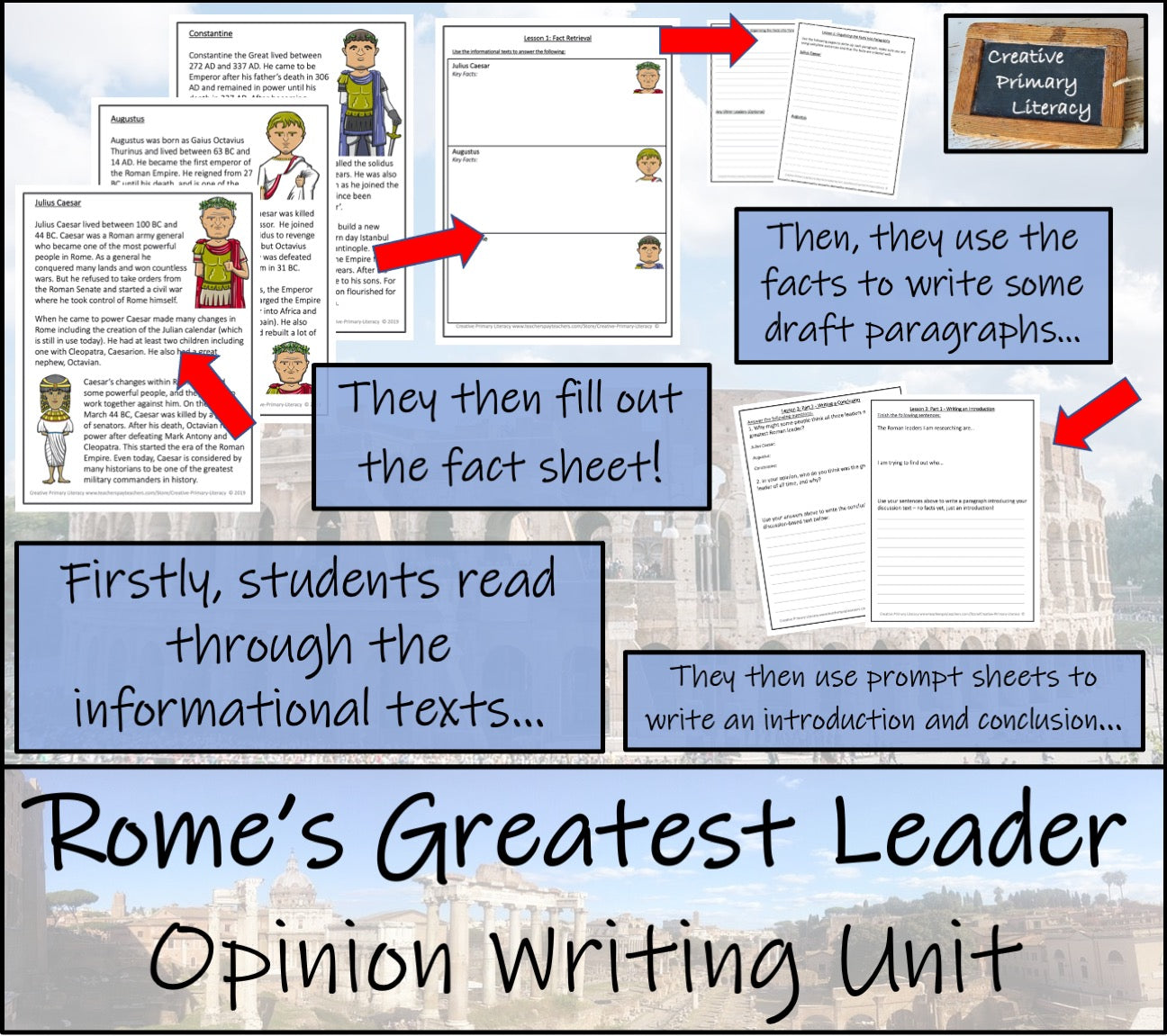 Ancient Rome's Greatest Leader Opinion Writing Unit | 3rd Grade & 4th Grade