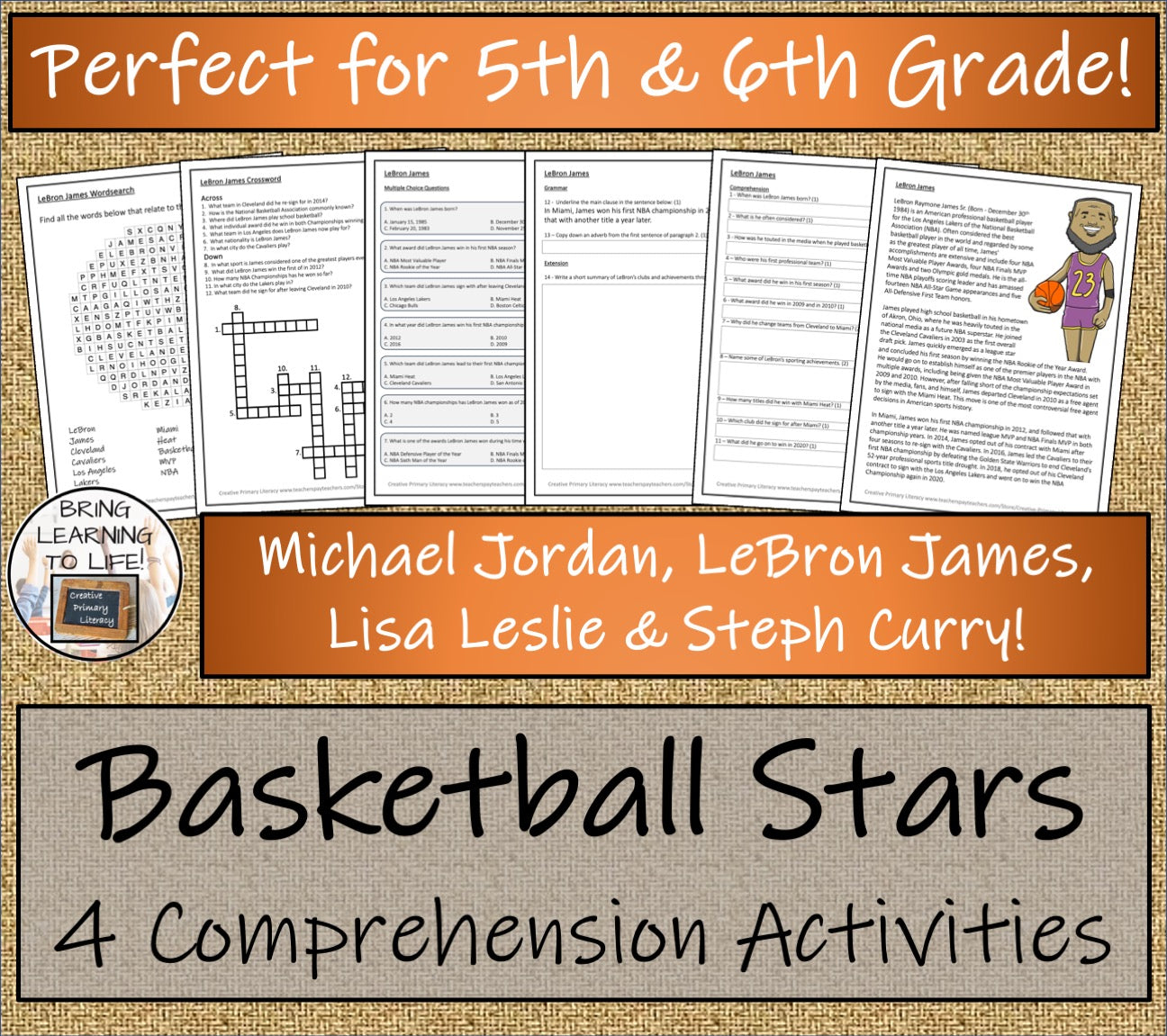 Greatest Basketball Players Close Reading Comprehension Bundle | 5th & 6th Grade