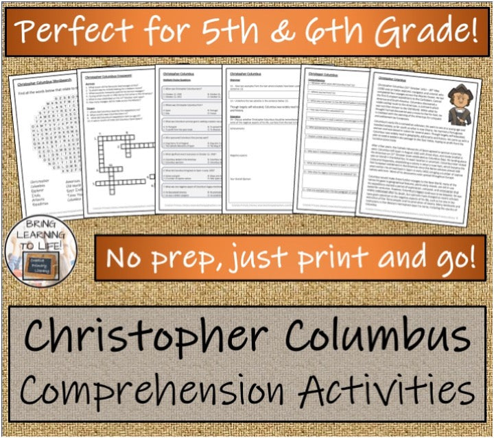 Christopher Columbus Close Reading & Biography Bundle | 5th Grade & 6th Grade