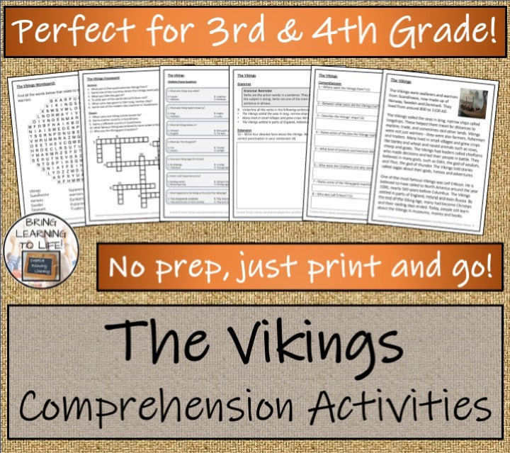 The Vikings Close Reading & Informational Writing Bundle | 3rd & 4th Grade