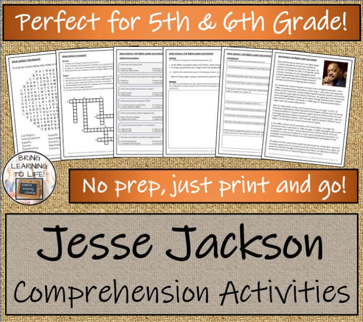 Jesse Jackson Close Reading Passage & Comprehension Activities | 5th–6th Grade, print-and-go resources for learning.