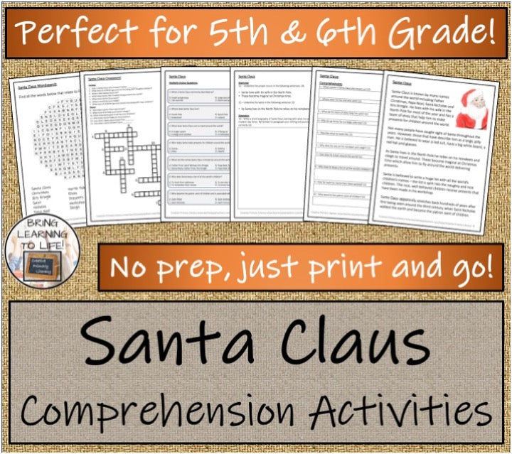 Santa Claus Close Reading & Biography Bundle | 5th Grade & 6th Grade