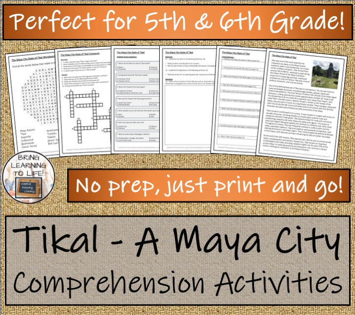 Tikal - A Maya City State Reading Comprehension Activities | 5th & 6th Grade