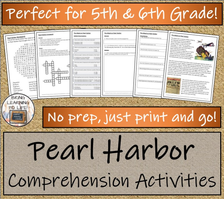 Attack on Pearl Harbor Close Reading Comprehension Activity | 5th & 6th Grade