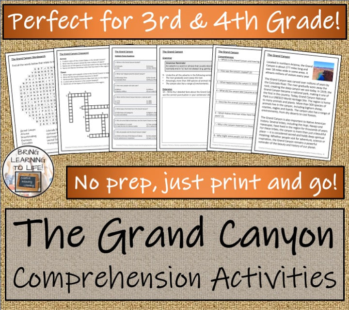 The Grand Canyon Close Reading Comprehension Activities | 3rd Grade & 4th Grade