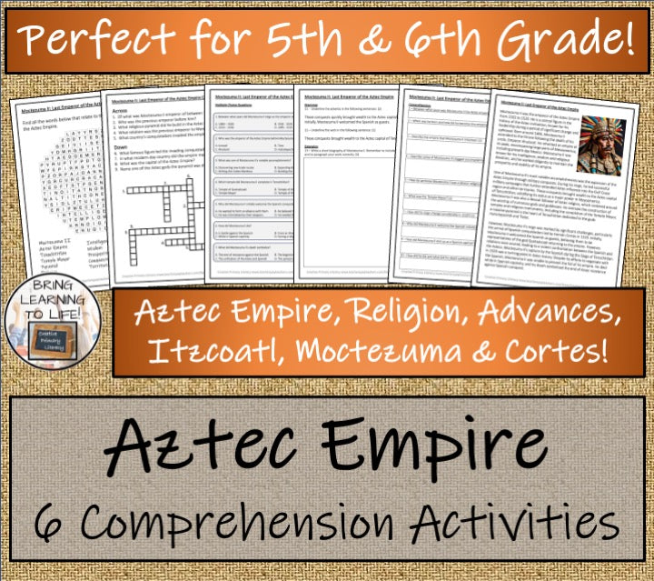 Aztec Empire Close Reading Comprehension Bundle | 5th Grade & 6th Grade