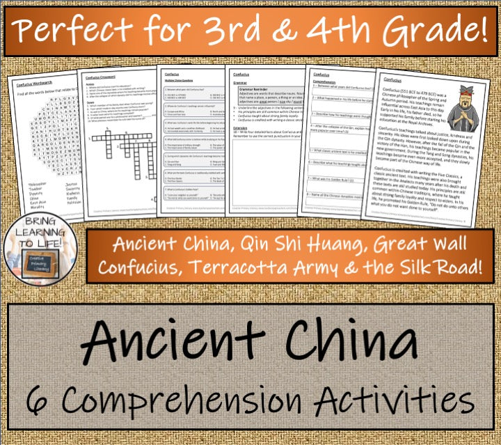 Ancient China Close Reading Comprehension Bundle | 3rd Grade & 4th Grade