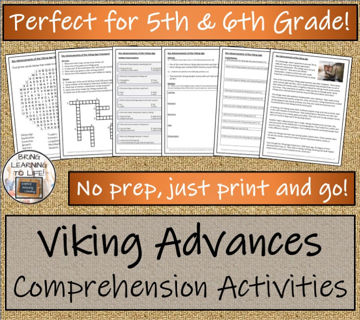 Viking Advancements Close Reading Comprehension Activities | 5th & 6th Grade