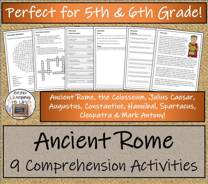 Ancient Rome Close Reading Comprehension Activity Bundle | 5th Grade & 6th Grade