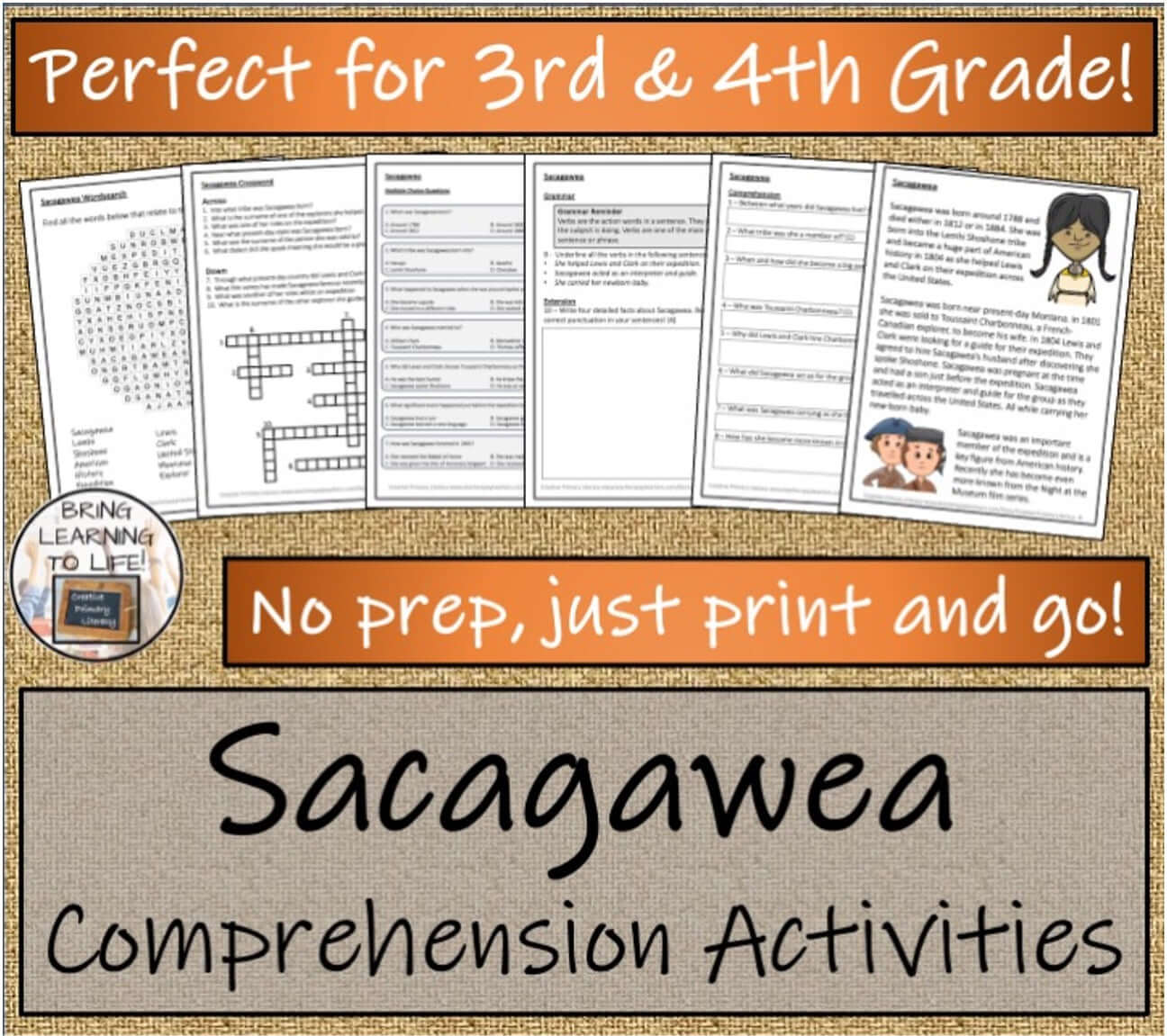 Sacagawea Close Reading & Biography Bundle | 3rd Grade & 4th Grade