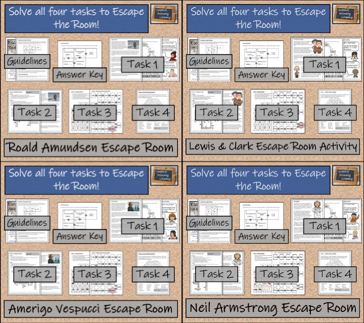 Explorers Volume II Escape Room Activity Bundle | 5th Grade & 6th Grade