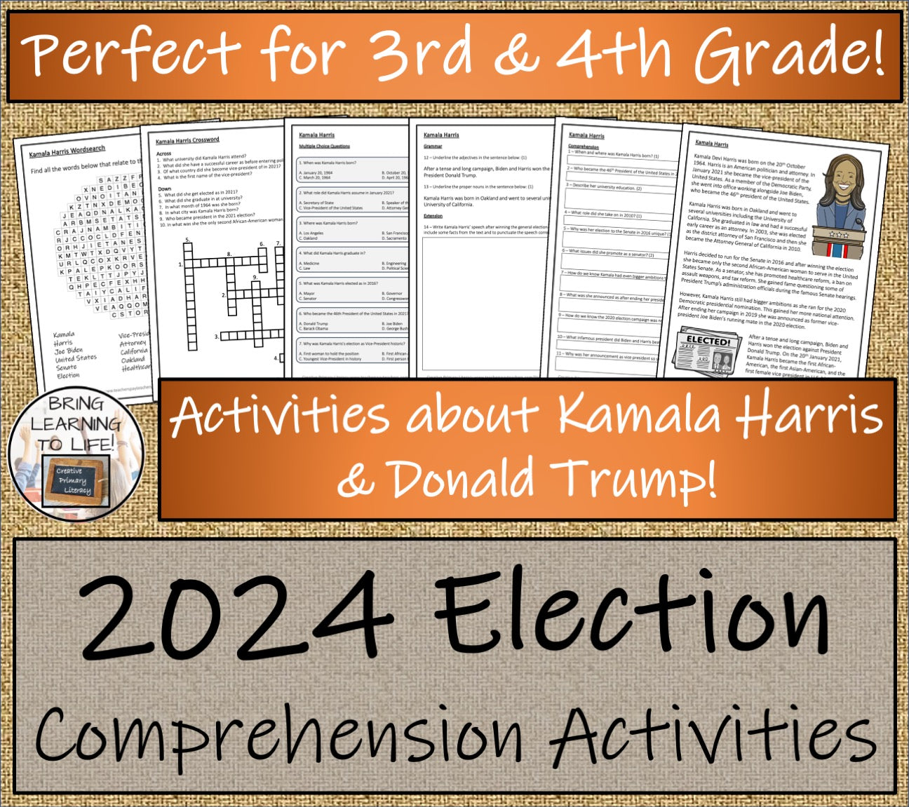 2024 Presidential Election Timeline and Close Reading Bundle | 3rd & 4th Grade