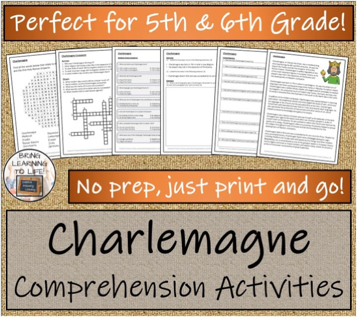 Charlemagne Close Reading & Biography Bundle | 5th Grade & 6th Grade