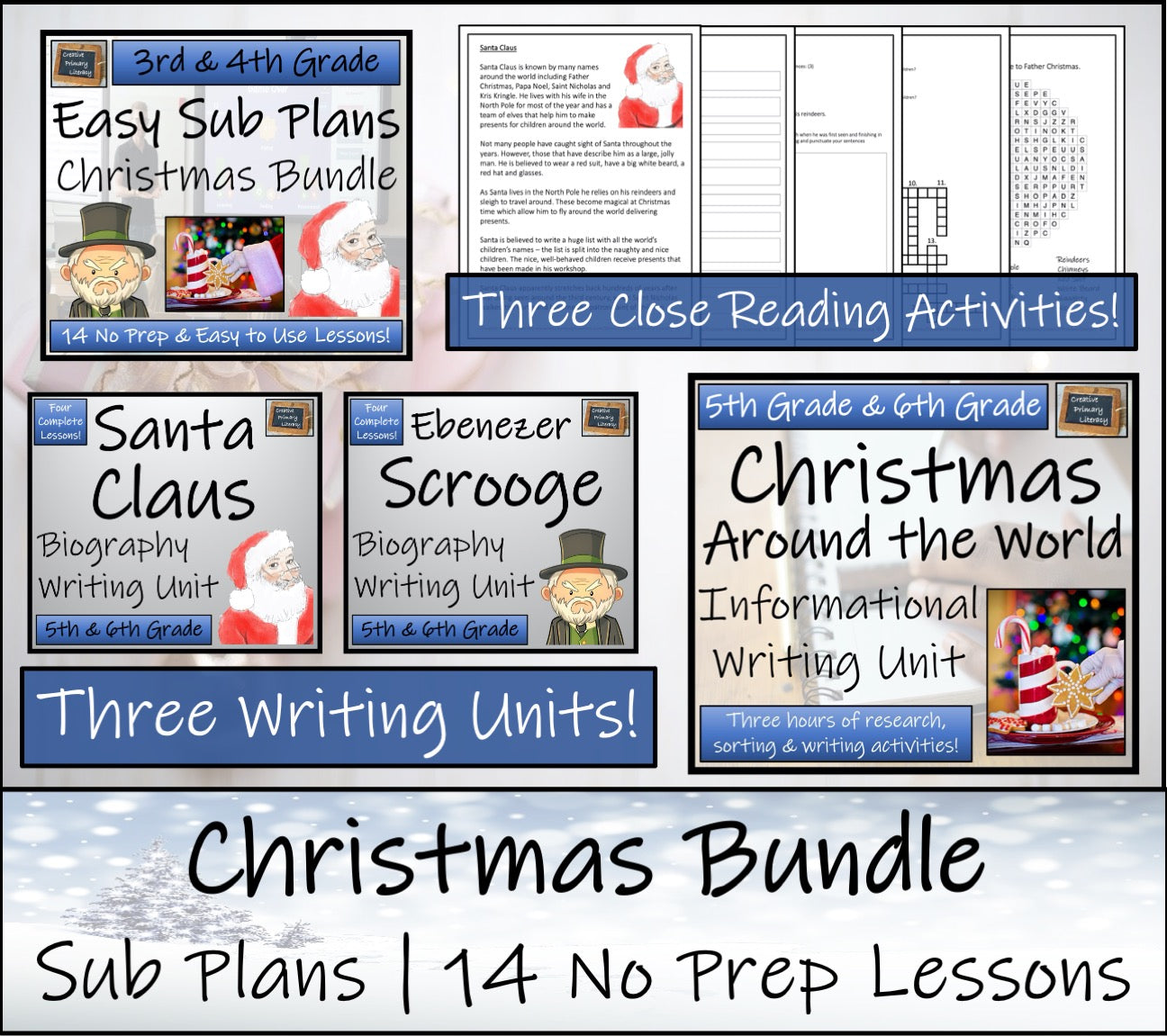 Emergency Sub Plans | Christmas Bundle | 5th Grade & 6th Grade