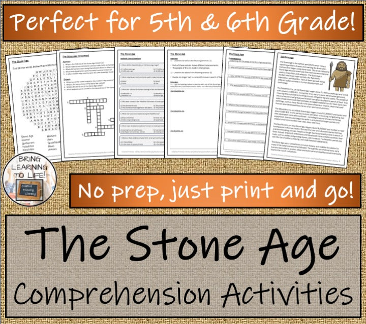 The Stone Age Close Reading Comprehension | 5th Grade & 6th Grade