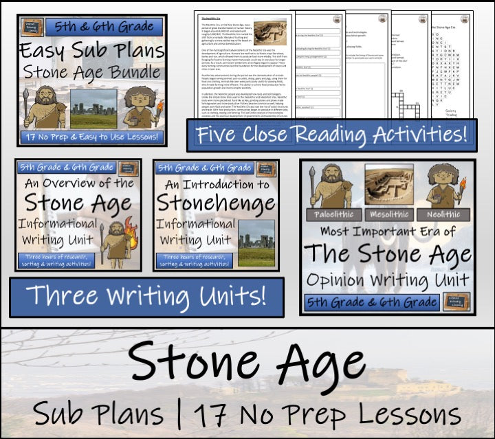 Emergency Sub Plans | Stone Age Bundle | 5th Grade & 6th Grade