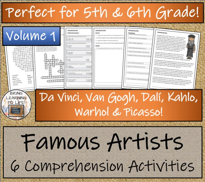 Famous Artists Bundle of Close Reading Activities | 5th Grade & 6th Grade