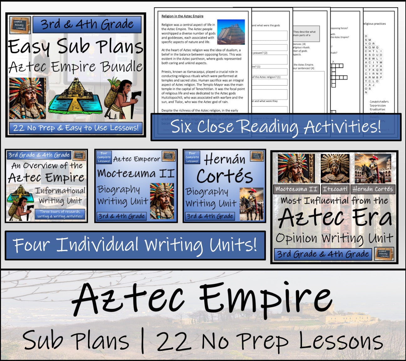 Emergency Sub Plans | Aztec Empire Bundle | 3rd Grade & 4th Grade