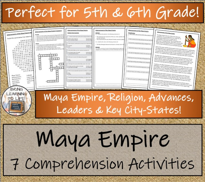 Maya Empire Close Reading Comprehension Bundle | 5th Grade & 6th Grade