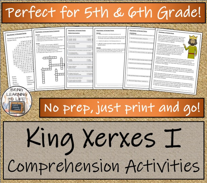 King Xerxes I of Persia Close Reading Activity | 5th Grade & 6th Grade