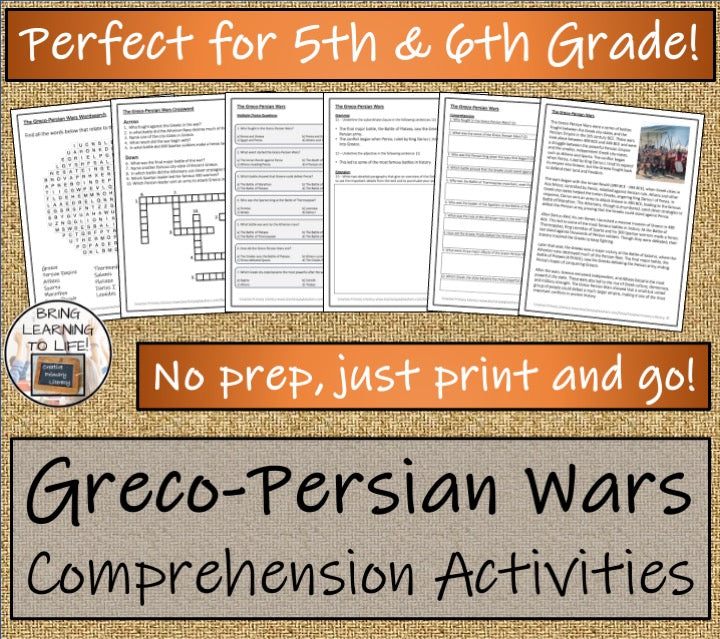 The Greco-Persian Wars Close Reading Comprehension Activities | 5th & 6th Grade