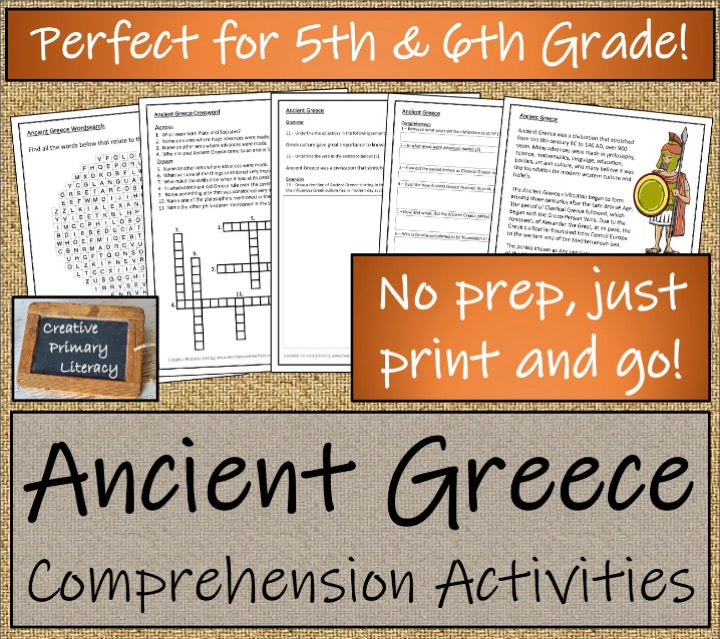 Ancient Greece Display Sorting Close Reading & Writing Bundle 5th & 6th Grade