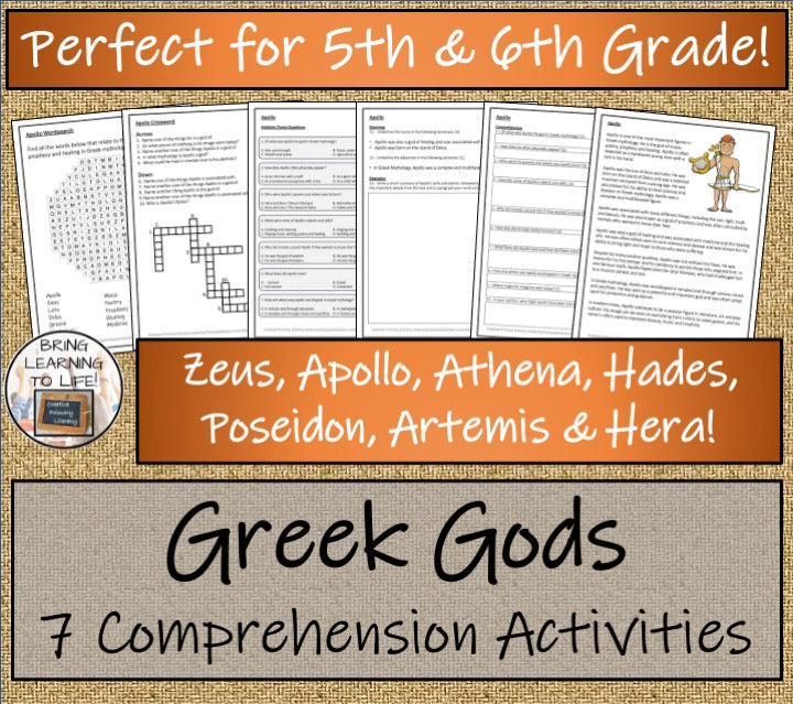 Gods of Ancient Greece Close Reading Activity Bundle | 5th Grade & 6th Grade