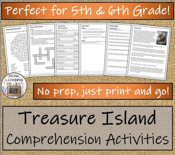 Treasure Island Fiction Reading Comprehension | 5th Grade & 6th Grade