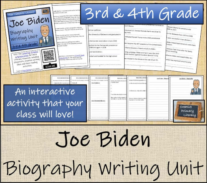 Joe Biden Close Reading & Biography Bundle | 3rd Grade & 4th Grade with engaging activities and student-friendly layout.