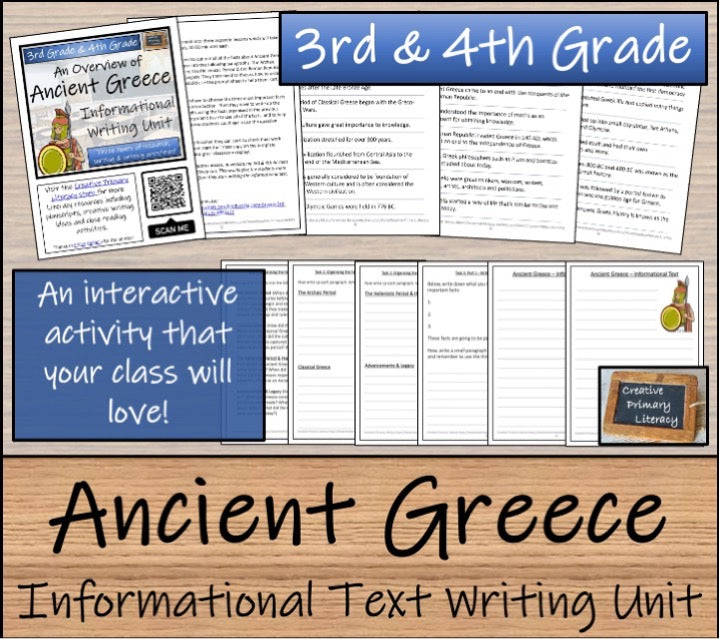 Ancient Greece Close Reading & Informational Writing Bundle 3rd & 4th Grade