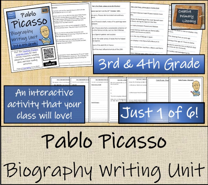 Famous Artists Close Reading & Biography Writing Bundle Vol. 1 | 3rd & 4th Grade
