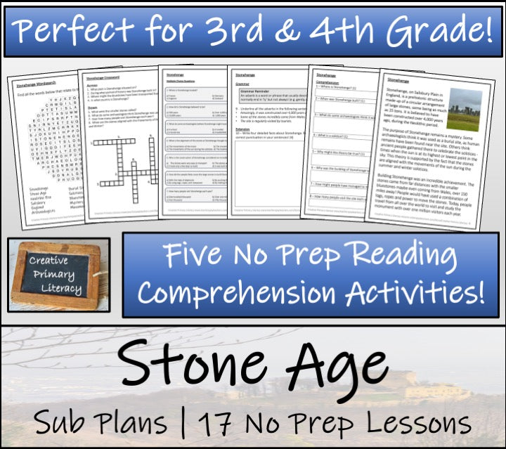 Emergency Sub Plans | Stone Age Bundle | 3rd Grade & 4th Grade