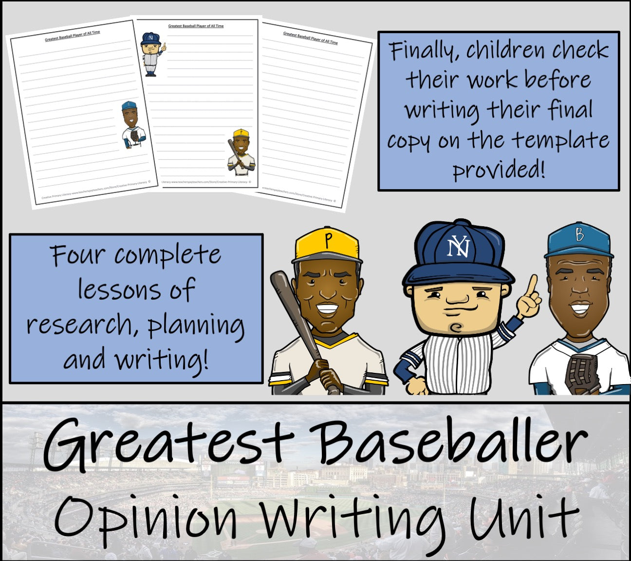 Greatest Baseball Player Opinion Writing Unit | 5th Grade & 6th Grade