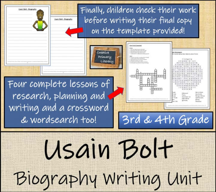 Usain Bolt Biography Project & Writing Unit | 3rd Grade & 4th Grade
