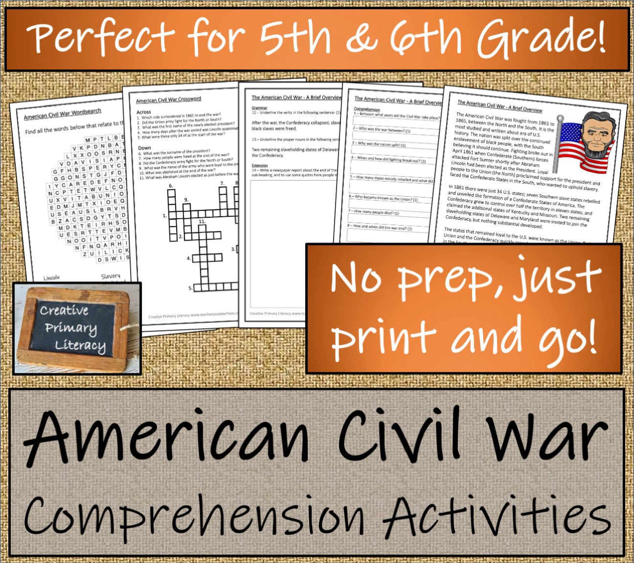 American Civil War Display Close Reading & Writing Bundle 5th Grade & 6th Grade