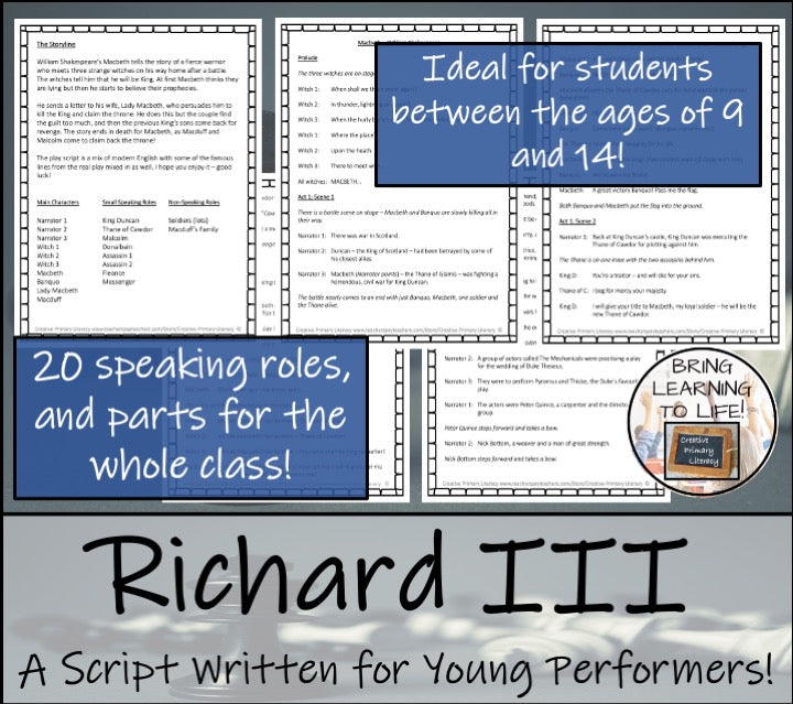 Richard III | Play Script & Close Reading Bundle | 5th Grade & 6th Grade