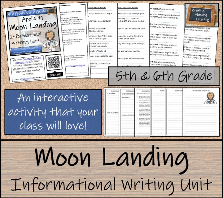 Moon Landing Close Reading & Informational Writing Bundle | 5th & 6th Grade