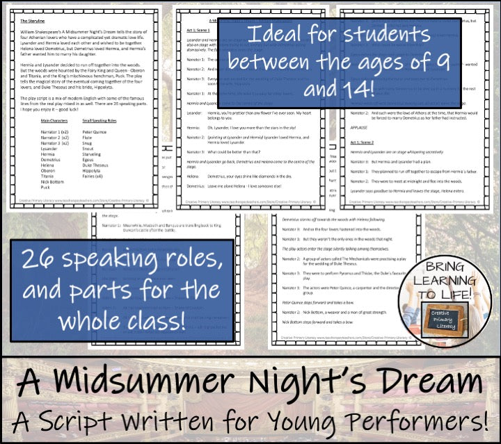 A Midsummer Night's Dream | Play Script Close Reading Bundle | 5th & 6th Grade