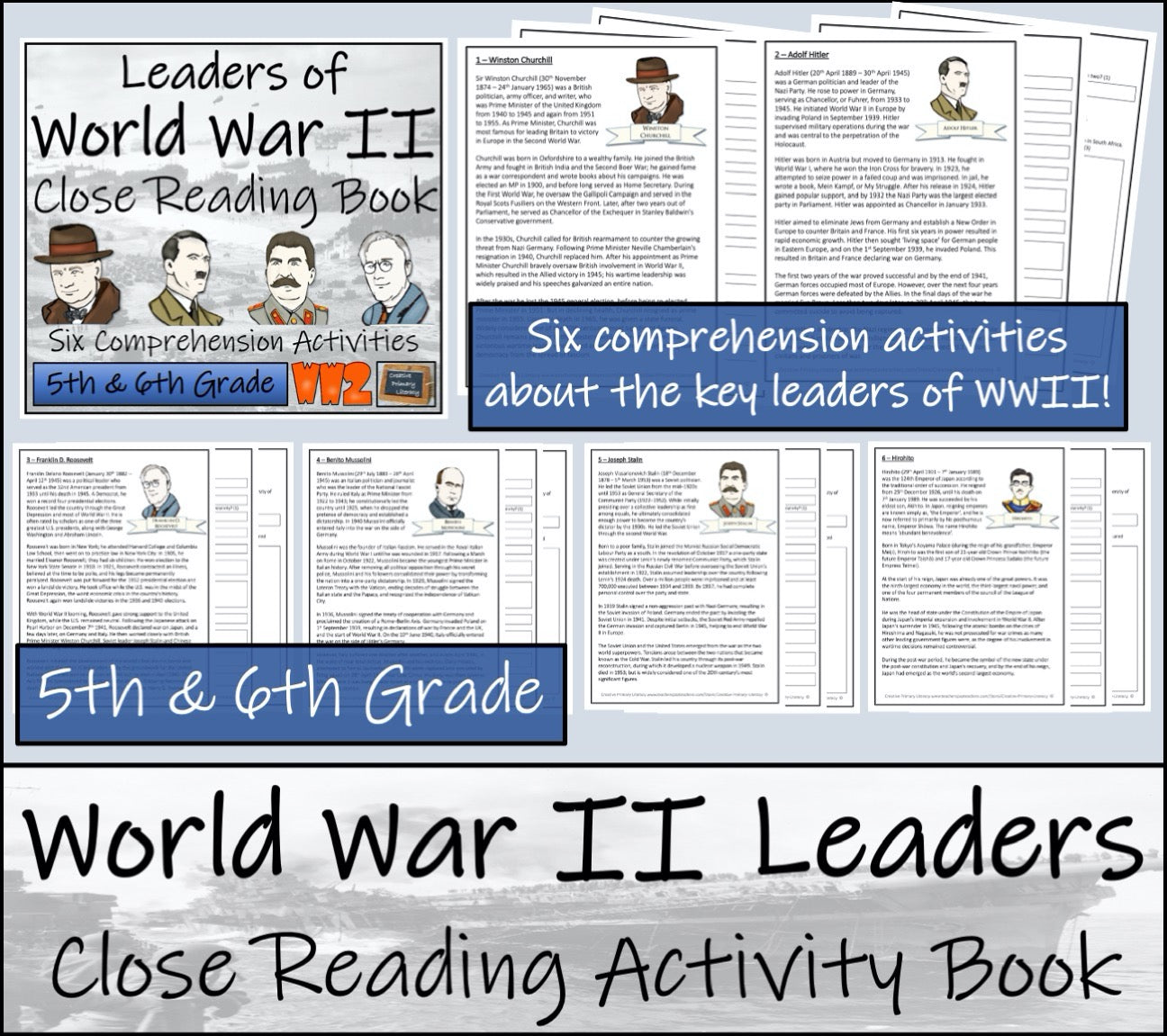 World War I & World War II Close Reading Book Bundle | 5th Grade & 6th Grade
