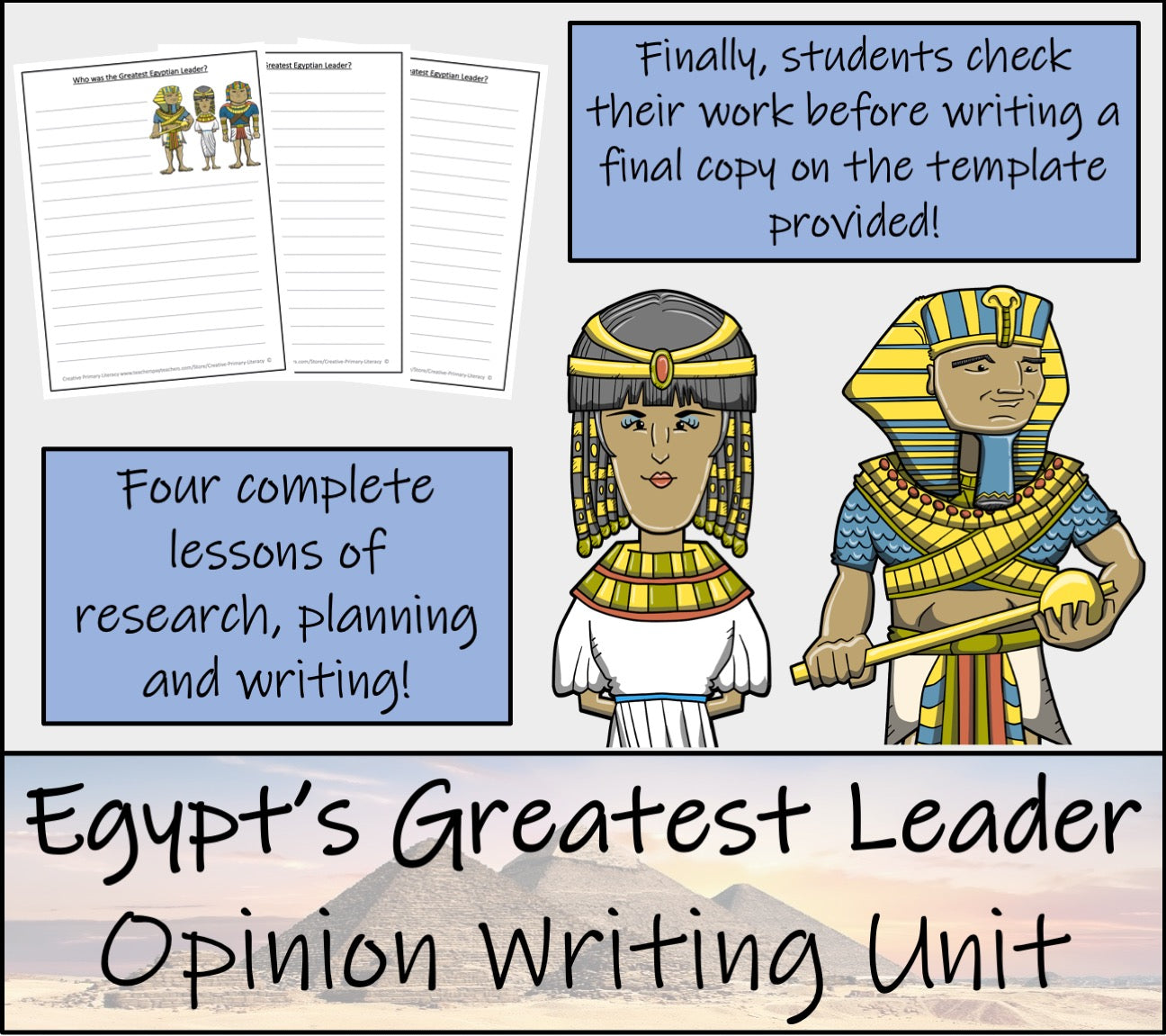 Ancient Egypt's Greatest Leader Opinion Writing Unit | 3rd & 4th Grade