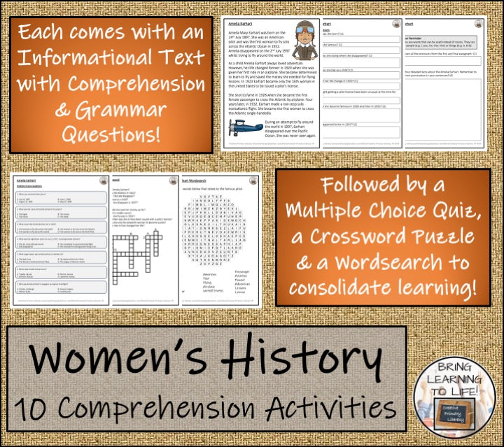 Womens History Month Close Reading Comprehension Bundle | 3rd Grade & 4th Grade